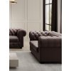 Hnedá pohovka do obývačky WINDSOR 2 SOFA, prešívanie s gombíkmi