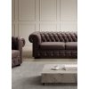 Hnedá pohovka do obývačky WINDSOR 3 SOFA, prešívanie s gombíkmi
