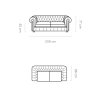 Rozmerový nákres pohovky WINDSOR 3 SOFA: 206 × 96 cm, výška 77 cm