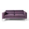Pohovka LASIA SOFA 3 vo fialovom čalúnení na bielom pozadí, čelný pohľad na trojmiestnu pohovku s polohovacími opierkami hlavy.