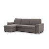 Tmavosivá rohová sedacia súprava ASPEN mini s otomanom na bielom pozadí, šikmý pohľad spredu.