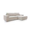 Rozkladacia rohová sedačka FABIO M v rohovom usporiadaní, perspektívny pohľad spredu na hrany sedákov a čisté moderné línie.