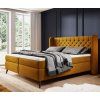 Horčicová boxspring posteľ 180x200 do spálne NOLAN, v moderne zariadenej spálni, celkový pohľad