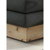 Boxspring posteľ - detail rohu - sivé čalúnenie a masívne drevo