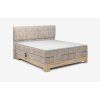 Čalúnená boxspring posteľ SANDRA - masívne drevo - béžové čalúnenie - produktová fotografia