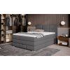 Boxspring posteľ - sivá čalúnená - v spálni - celkový pohľad