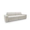 Rozkladacia pohovka EASY SOFA bočný uhlový pohľad na tvar sedáka a opierok v krémovej látke, biele pozadie.