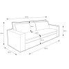Rozkladacia pohovka ALBER SOFA technická schéma s vyznačenými rozmermi pohovky, ilustračný nákres.