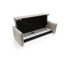 Rozkladacia pohovka ALBER SLIM SOFA otvorený úložný priestor pod sedákom, záber na vnútorný box.