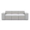 Sedacia súprava LEXUS sofa 3 v svetlosivom dvojtónovom čalúnení na bielom pozadí, čelný pohľad na rovný tvar s tromi sedákmi.