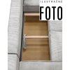 Detail otvoreného úložného priestoru v sedacej súprave HUGO U NEW so svetlosivým rebrovaným čalúnením.