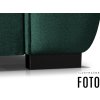 Detail čiernej hranatej podnože a tmavozeleného čalúnenia sedačky GOMEZ set 3+2+1.