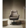 Relaxačné kožené kreslo, čelný pohľad, vysoké operadlo
