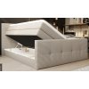 Béžová boxspring posteľ 140x200 HERA, so zdvihnutou bočnou časťou lôžka a otvoreným úložným priestorom