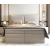 Boxspring posteľ HERMES - béžová čalúnená - v modernej spálni - pohľad spredu