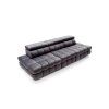 Rovná sedacia súprava DRACO SOFA V10 tmavosivá, šikmý pohľad zhora na dlhý sedák s prešívaním a nízkym operadlom.