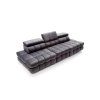 Rovná sedacia súprava DRACO SOFA V10 v tmavom čalúnení, šikmý pohľad zhora na sedáky s členitým prešívaním a opierkami hlavy.
