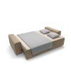 Rozkladacia pohovka CUBE SOFA v rozloženom stave, pohľad zhora na spánkovú plochu s prikrývkou a vankúšmi v sivých odtieňoch.