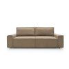 Rozkladacia pohovka CUBE SOFA v hnedom čalúnení, pohľad spredu na rovný tvar s nízkymi operadlami na bielom pozadí.