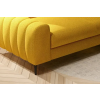 Detail podrúčky, tmavej nohy a horčicovožltého čalúnenia sedacej súpravy LOUNGE mini