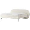 Čalúnená boxspring posteľ RAIN - krémová - zaoblené čelo a rám - produktová fotografia