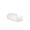 Pohovka LEO SOFA 3 (1BL + 1 + 1BP) na bielom pozadí, bočný pohľad na opierku na ruky a zadnú časť v krémovom čalúnení.