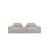 Pohovka LUNA SOFA 2 (1,5BL + PANEL + 1,5BP) v svetlom čalúnení na bielom pozadí, čelný pohľad na rovný tvar s voľnými vankúšmi.