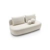Rozkladacia pohovka ANTOL SOFA krémové prevedenie s dekoratívnymi okrúhlymi vankúšmi, produktový záber v uhle.